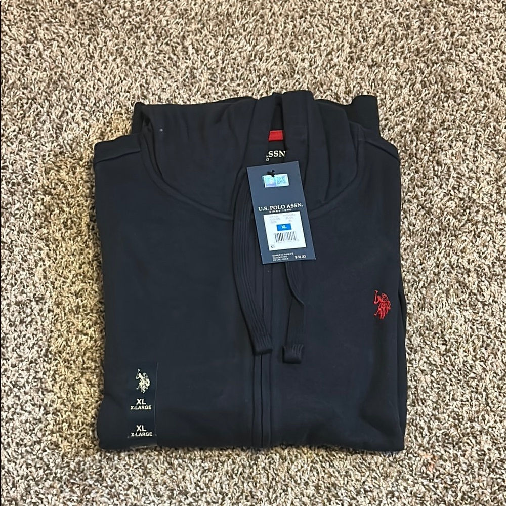 U.S. Polo Assn. Black Zip Up Sweatshirt